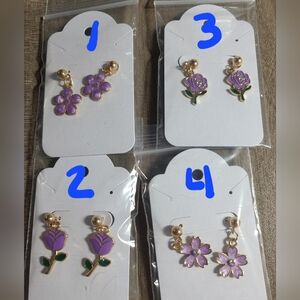 Purple Flower Earrings
